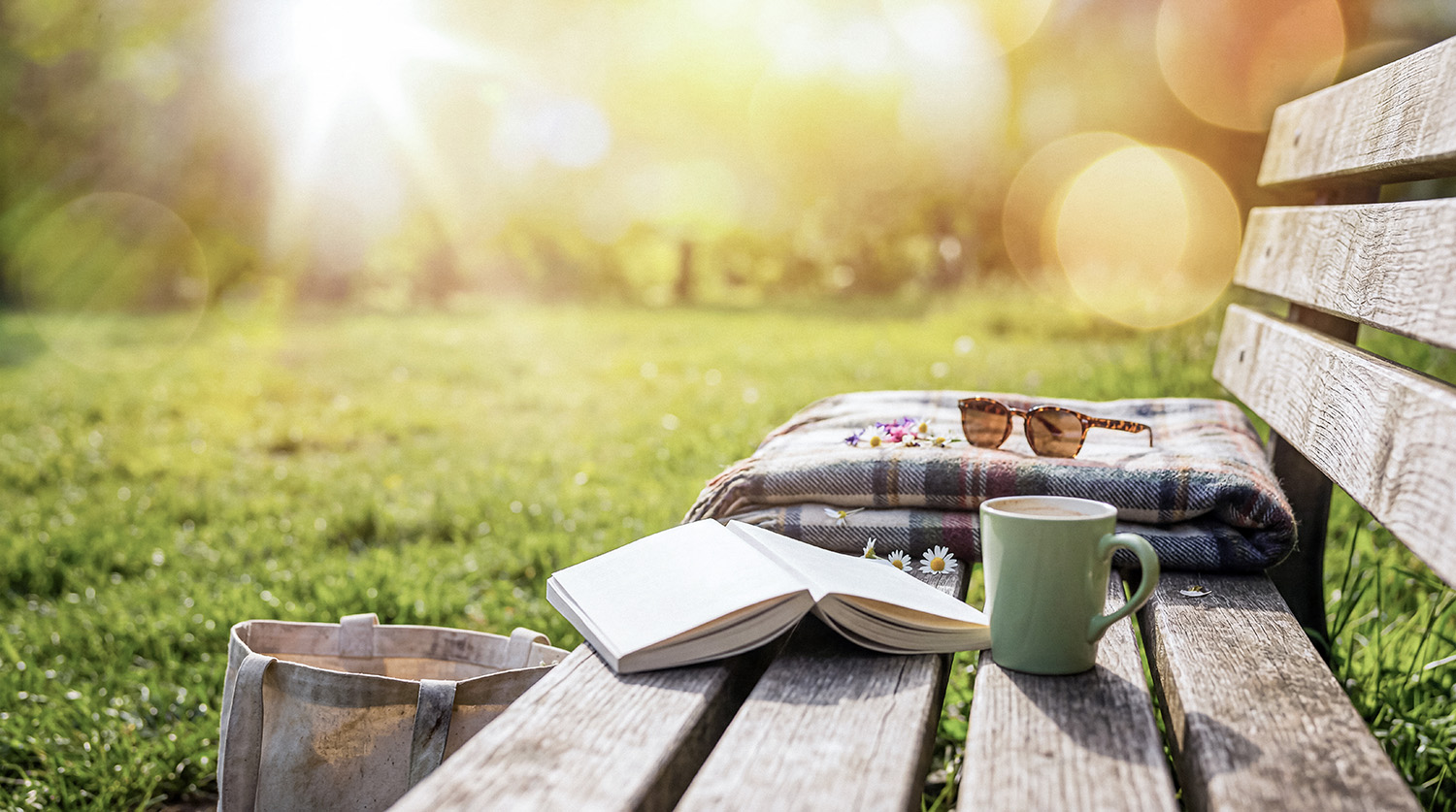 Parkbank im Sonnenschein